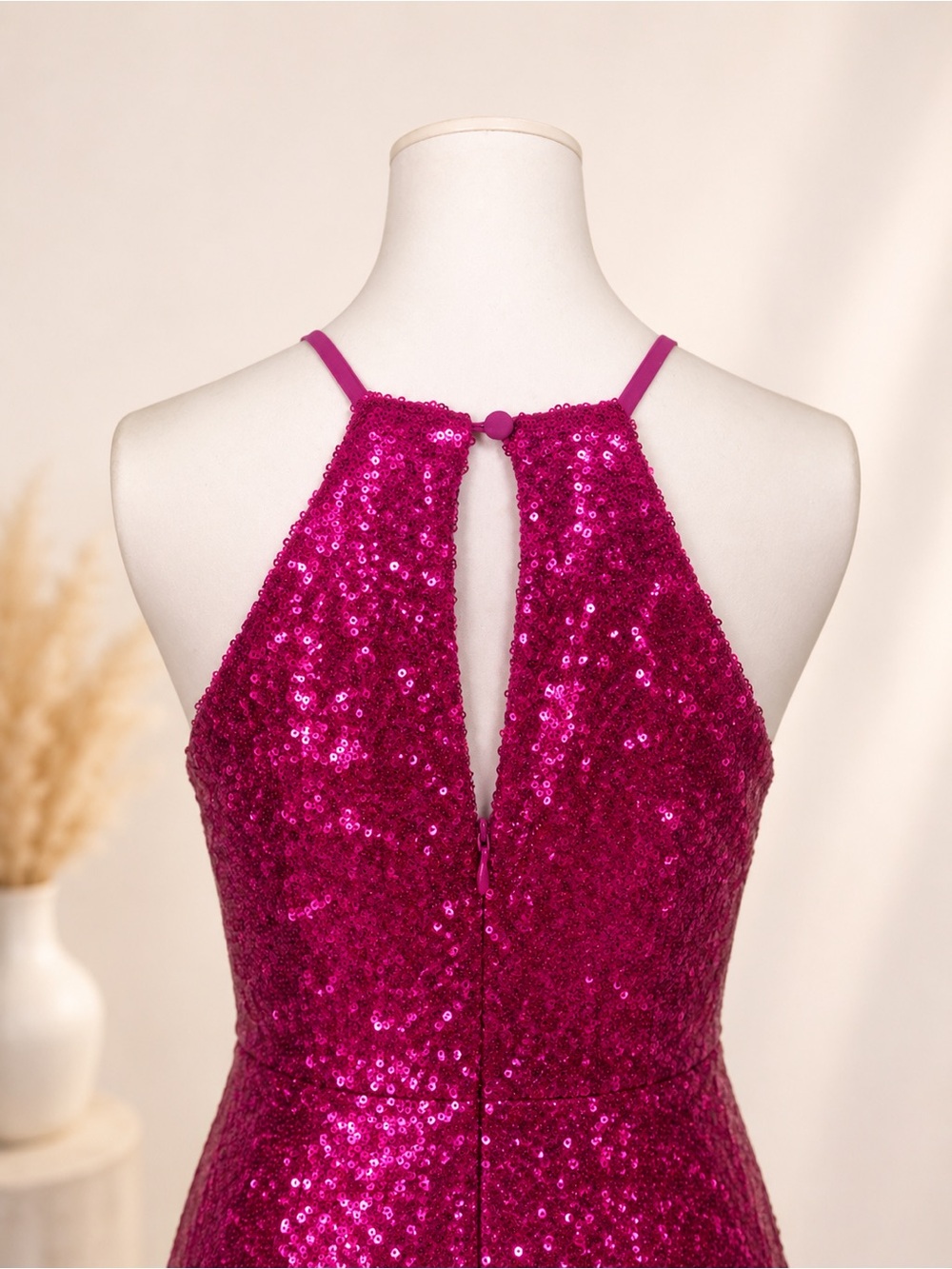 Lulus Hilaria Fuchsia Sequin Bodycon Mini Dress Size L Pink Party Cocktail - Picture 7 of 13